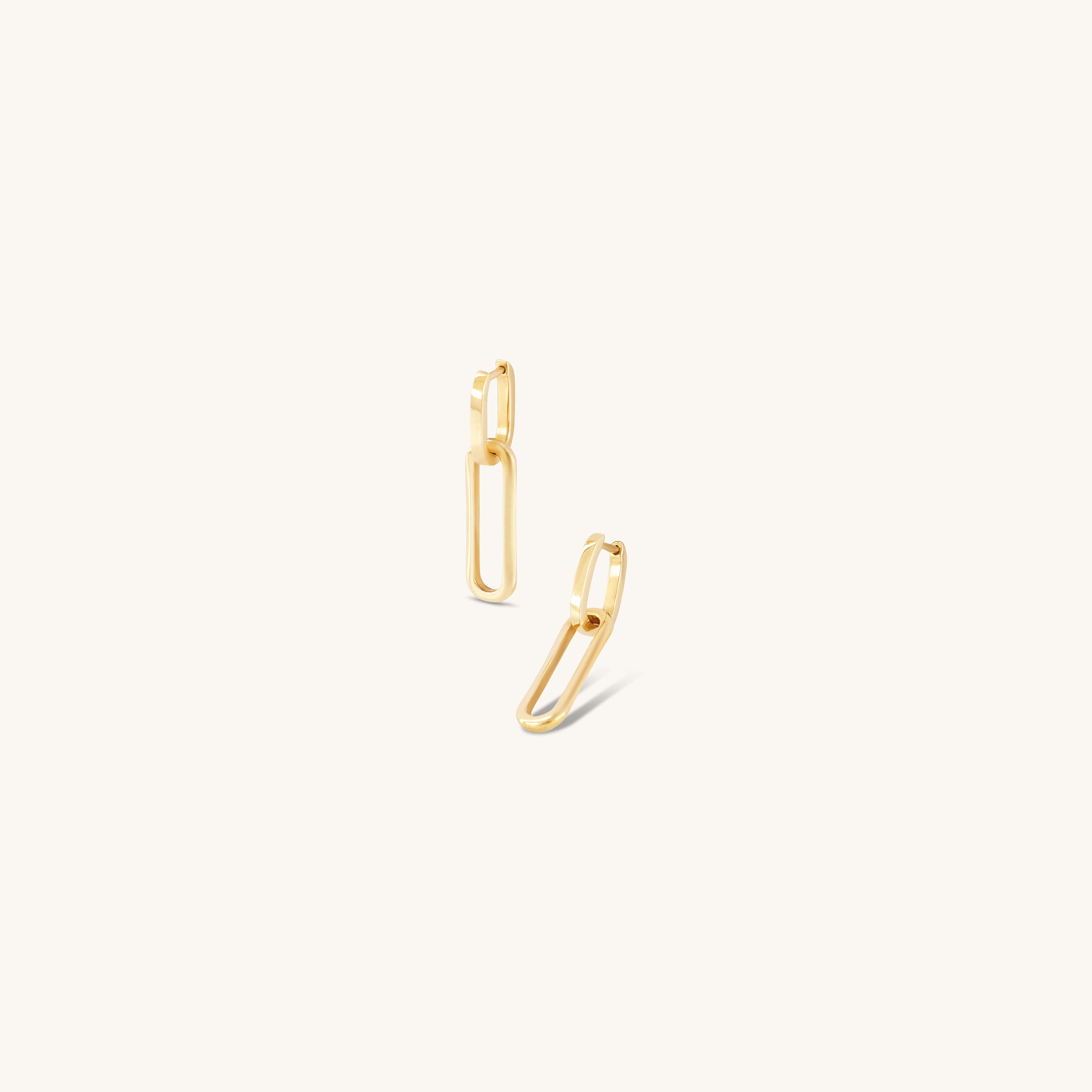 Glasâje Paperclip Earrings in 9ct solid gold feature a minimalist, elongated design, shown on a plain light background—ideal for versatile styling.