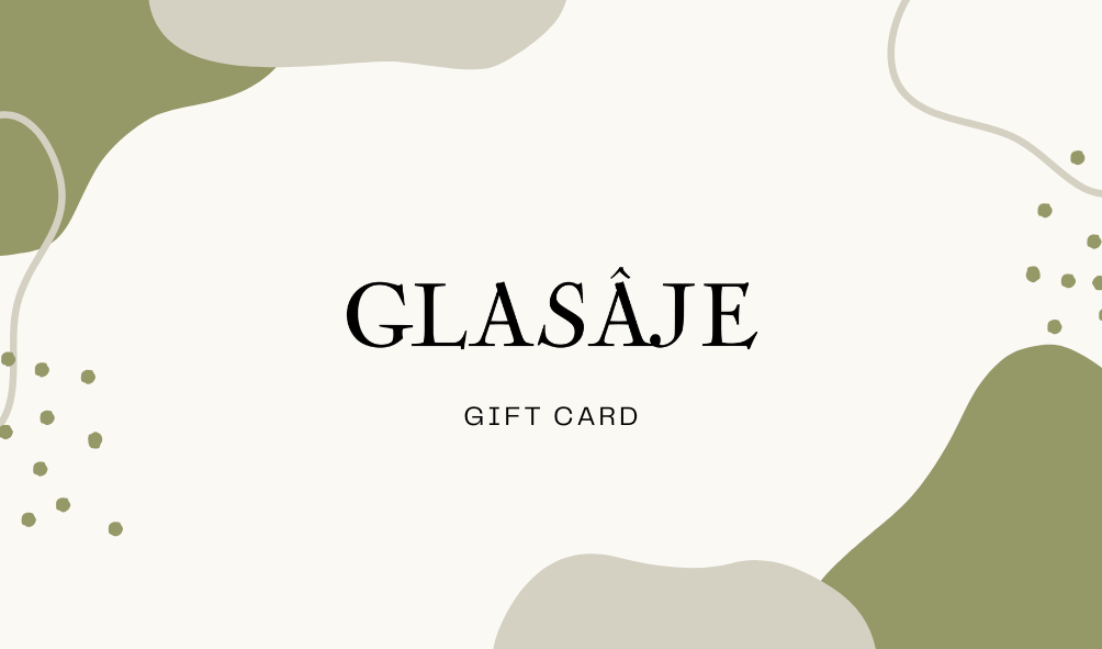 Glasáje gift card with abstract green and white design