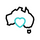 Outline of Australia with a turquoise heart in the center, symbolizing love and care for the country.